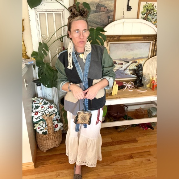 OOAK UPCYCLED Denim Levi’s Carhartt Patchwork Handmade Jacket ONE SIZE - Picture 4 of 7